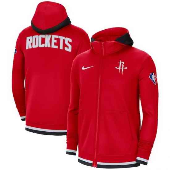 Men Houston Rockets Nike 75th Anniversary Performance Showtime Full Zip Hoodie Jacket  Red